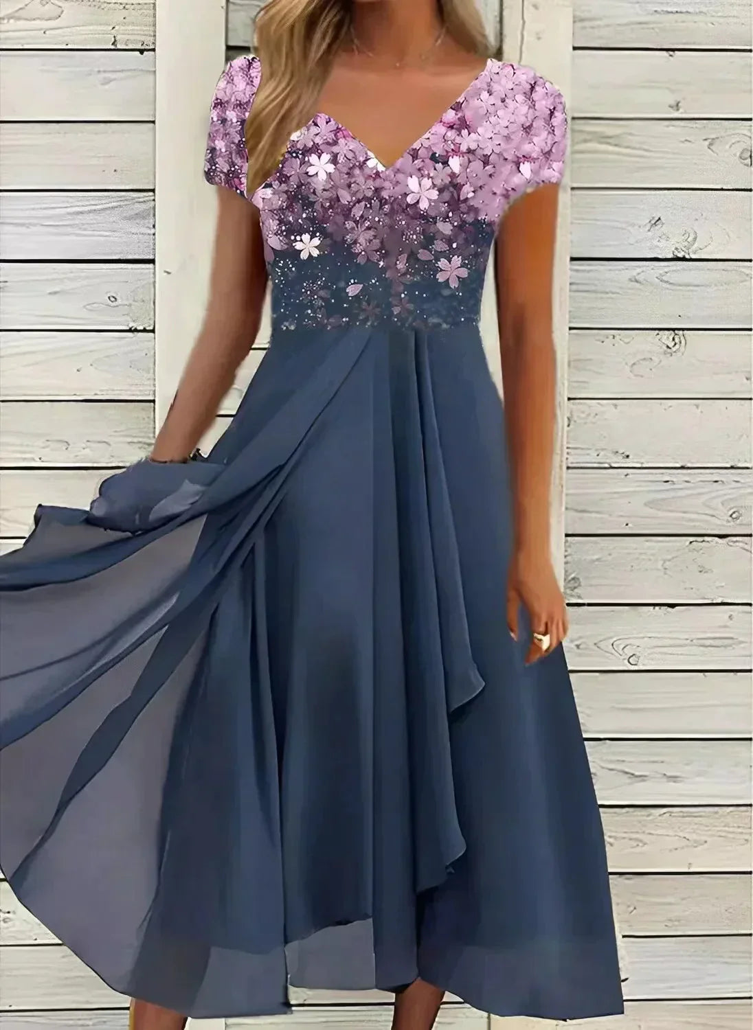 Adrienne - Robe de soirée en mousseline de soie pour femme