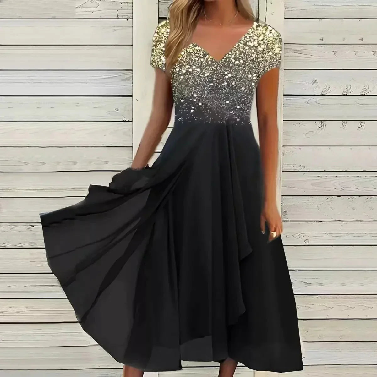 Adrienne - Robe de soirée en mousseline de soie pour femme