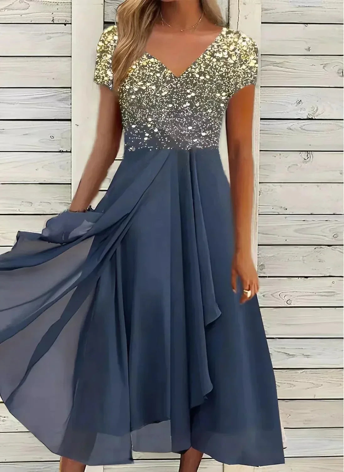 Adrienne - Robe de soirée en mousseline de soie pour femme