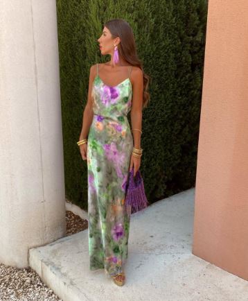 Anisten - Maxi-robe colorée et sexy avec imprimé halo-dye et écharpe amovible