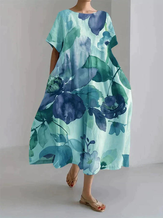 Andria - Robe de femme à la coupe décontractée avec un motif floral botanique