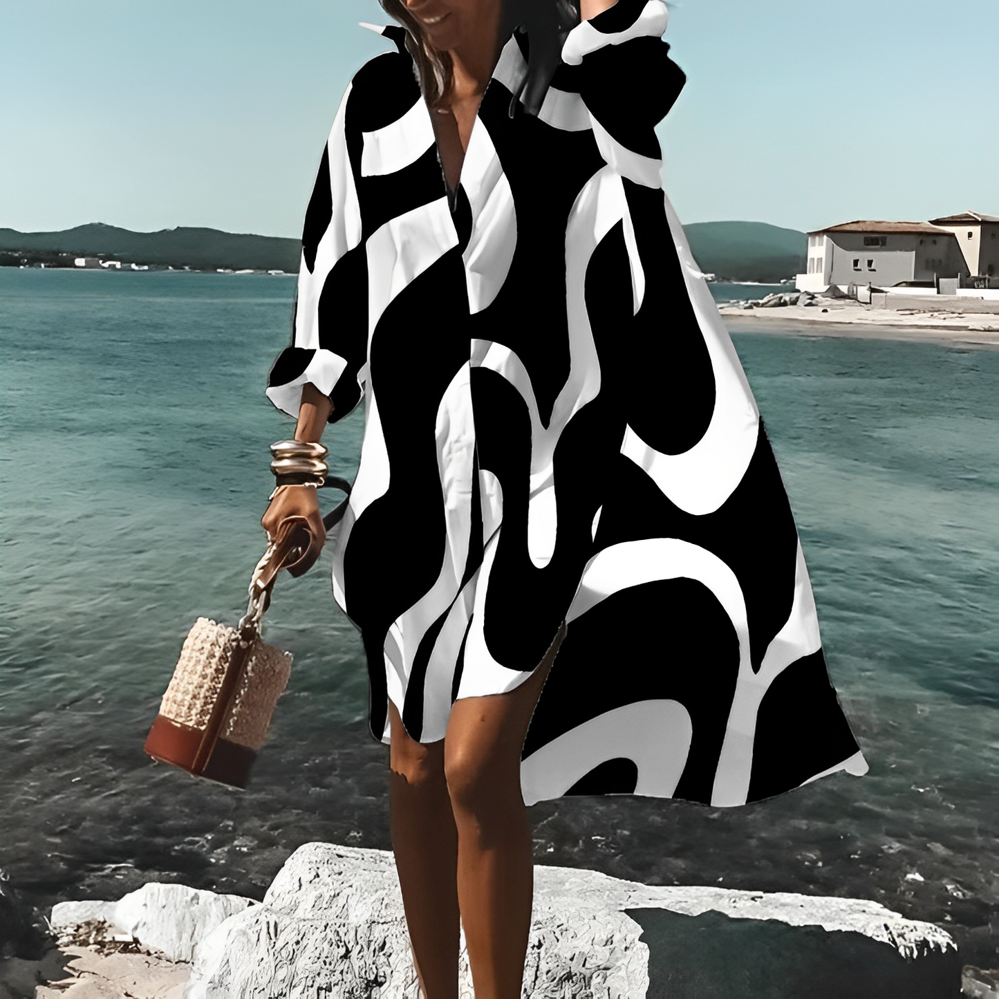 ELINE - Imprimé unique Robe longue au genou