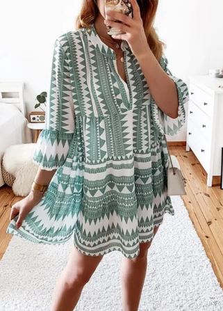 Juliene - Robe mi-longue à manches évasées