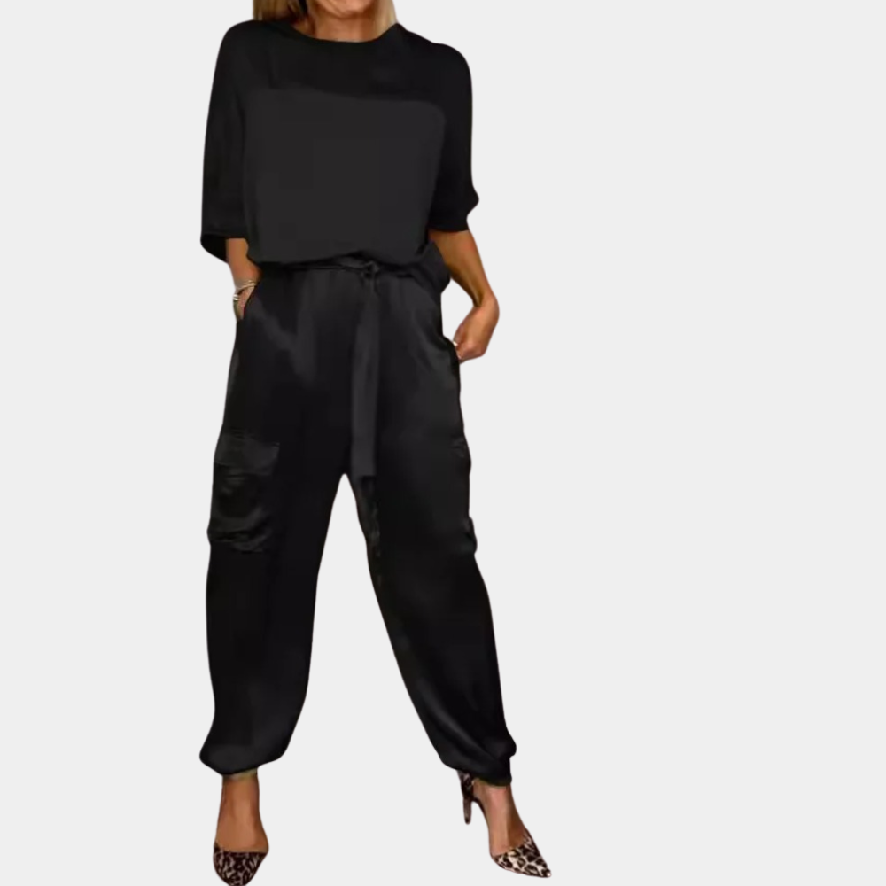 Danika - Elégant ensemble chic en satin [haut+pantalon]