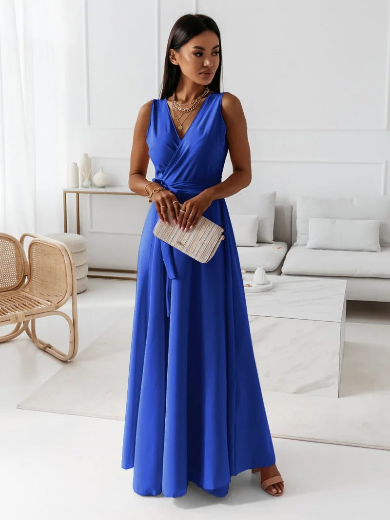 Gretchen - Robe longue femme unie décolleté en V