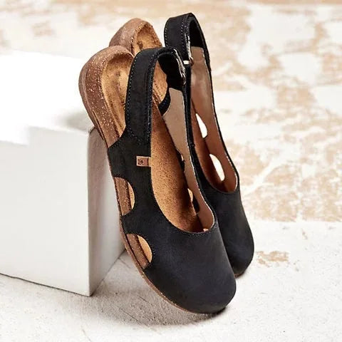 Ravena – Sandales plates en cuir avec bride arrière