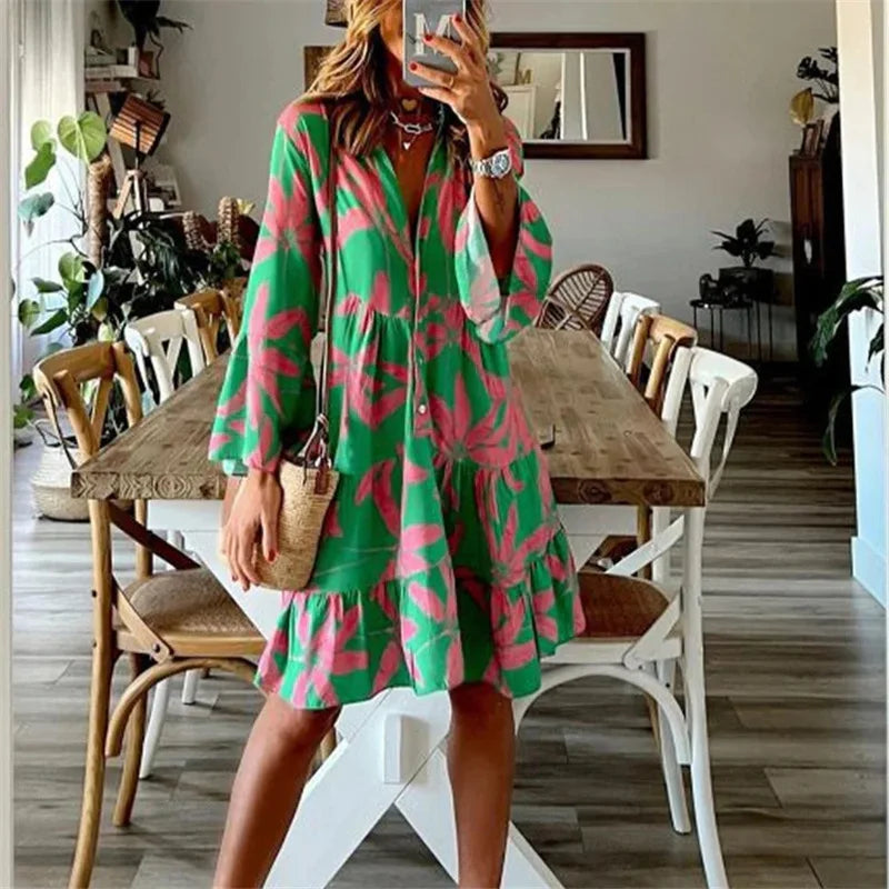 Juliene - Robe mi-longue à manches évasées