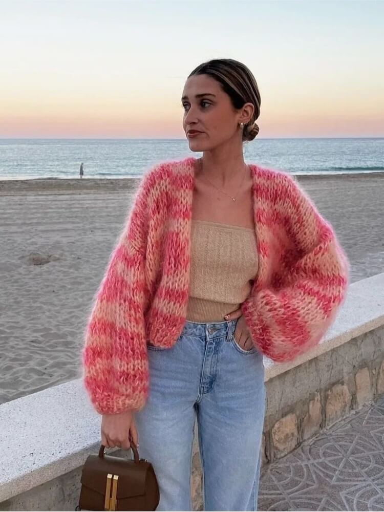 Bridget - Pull ouvert rayé