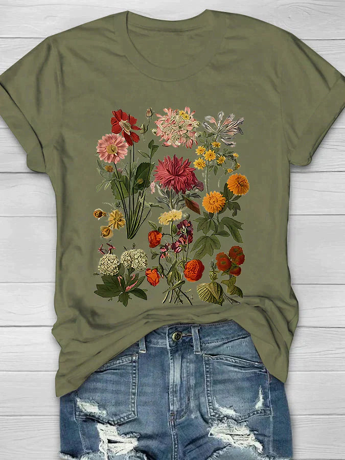 Lorelei - T-shirt vintage imprimé de fleurs pour femmes