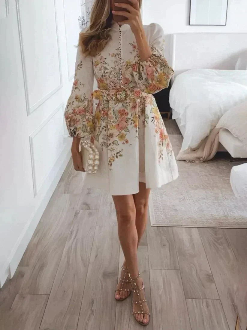 Louelle - Mini-robe imprimée avec patte de boutonnage