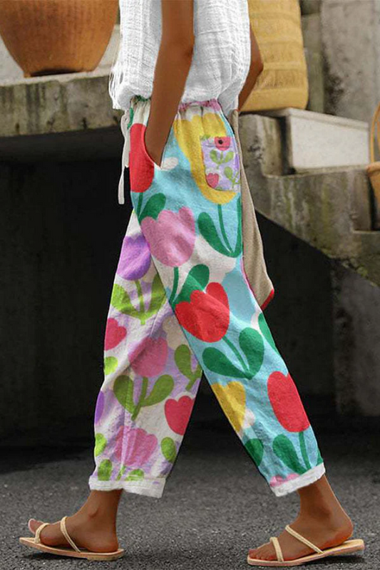 Airish - Pantalon à poches boutonnées imprimé unique et décontracté